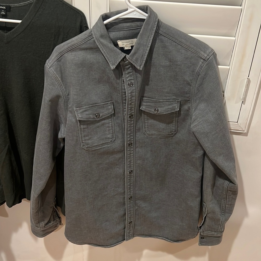 All Saints Medium Gray Denim button down